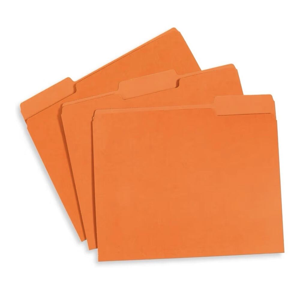 File Folders File Organizer Colored Folder Letter Size 1/3 Cut, Orange, 120 Pack